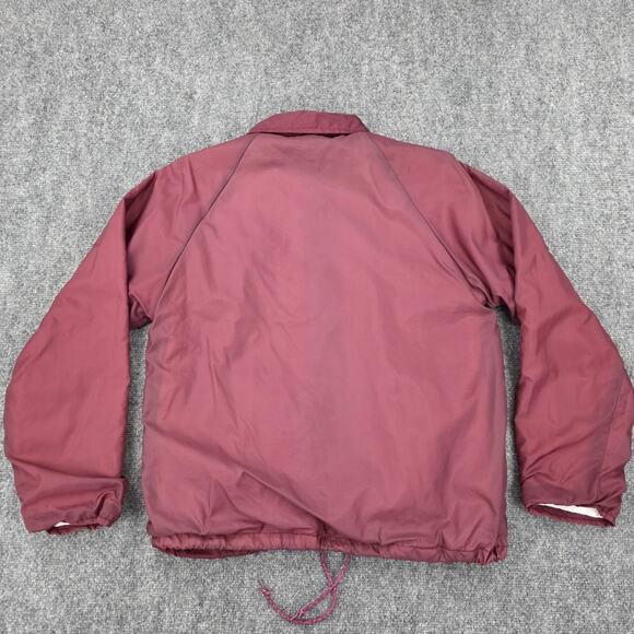 Vintage Sears Jacket Mens Small Maroon Nylon Coaches Lined Snap Front 90s Street - Picture 3 of 16